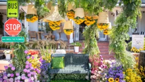Flowers decorate street corner in Santa Barbara for Florabundance anninverary