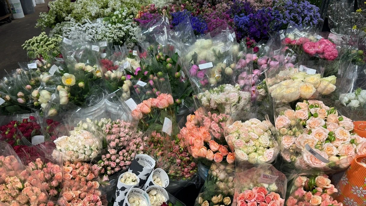 close-up of wholesale flowers affected by tariffs