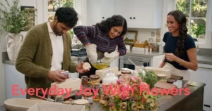 Meghan and friends using flowers for crafts