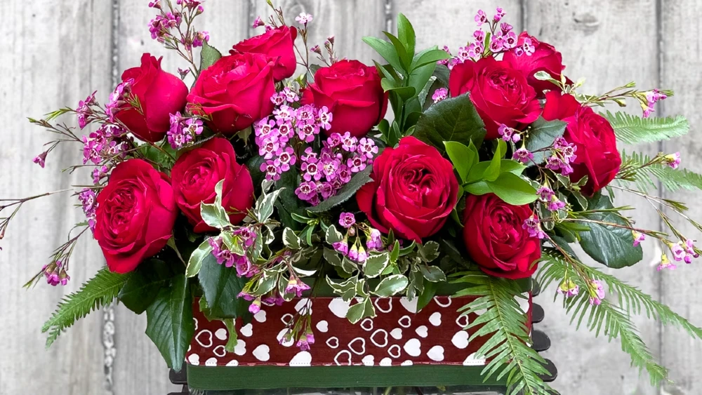 Garden Rose Valentine arrangement