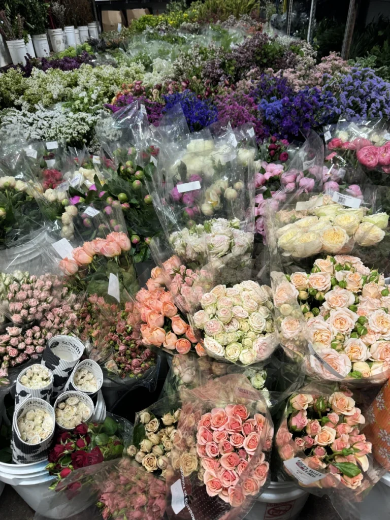 Abundant selection of fresh wholesale flowers including roses, peonies, spray roses, and seasonal blooms available for designers using the Florabundance Designer Corner